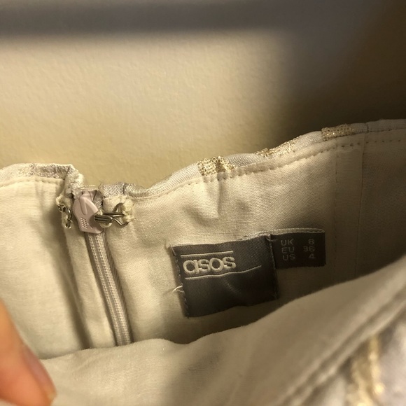 ASOS Bridal Guest Off-Shoulder Knee Length Dress - Picture 4 of 5